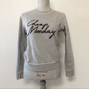 Urban Outfitters Cheap Monday script logo sweatshirt light grey